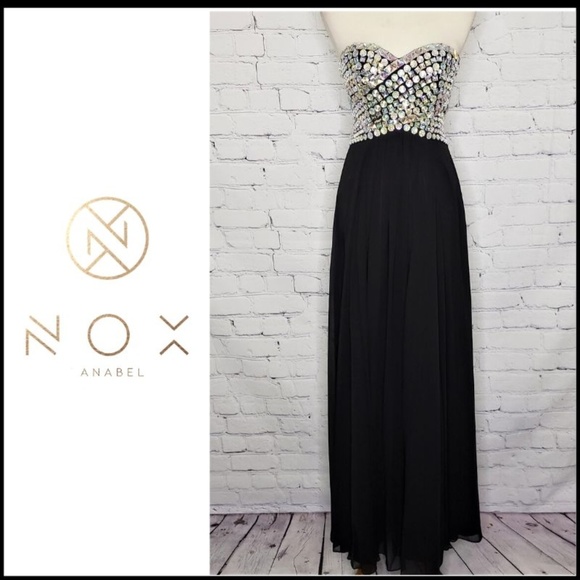 Nox Anabel T1332 Bell of the Ball Strapless A-Line Sequin Floral Dress